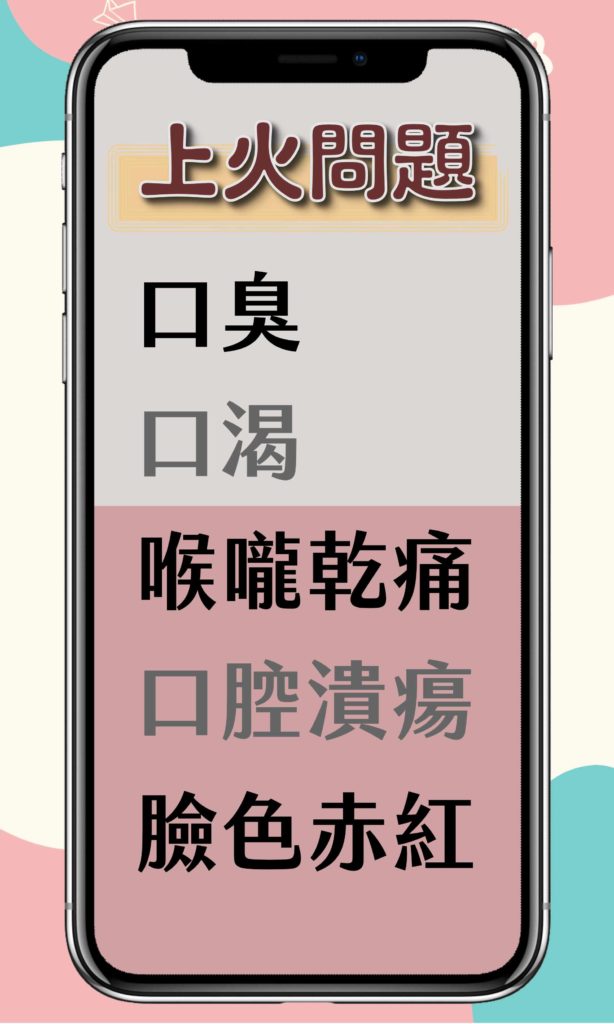 默默中醫治療上火問題，舉凡口臭、口乾、口渴，喉嚨很乾，喉嚨很痛，口腔潰瘍，臉很紅，面紅耳赤，都可以治療